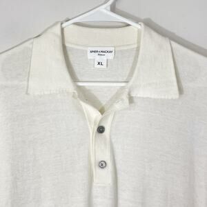 Spier & Mackay Silk Cotton Ivory Knit Polo Shirt Mens Size XL Short Sleeve